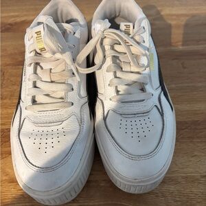 Puma White Sneakers with Gold Logo Accent